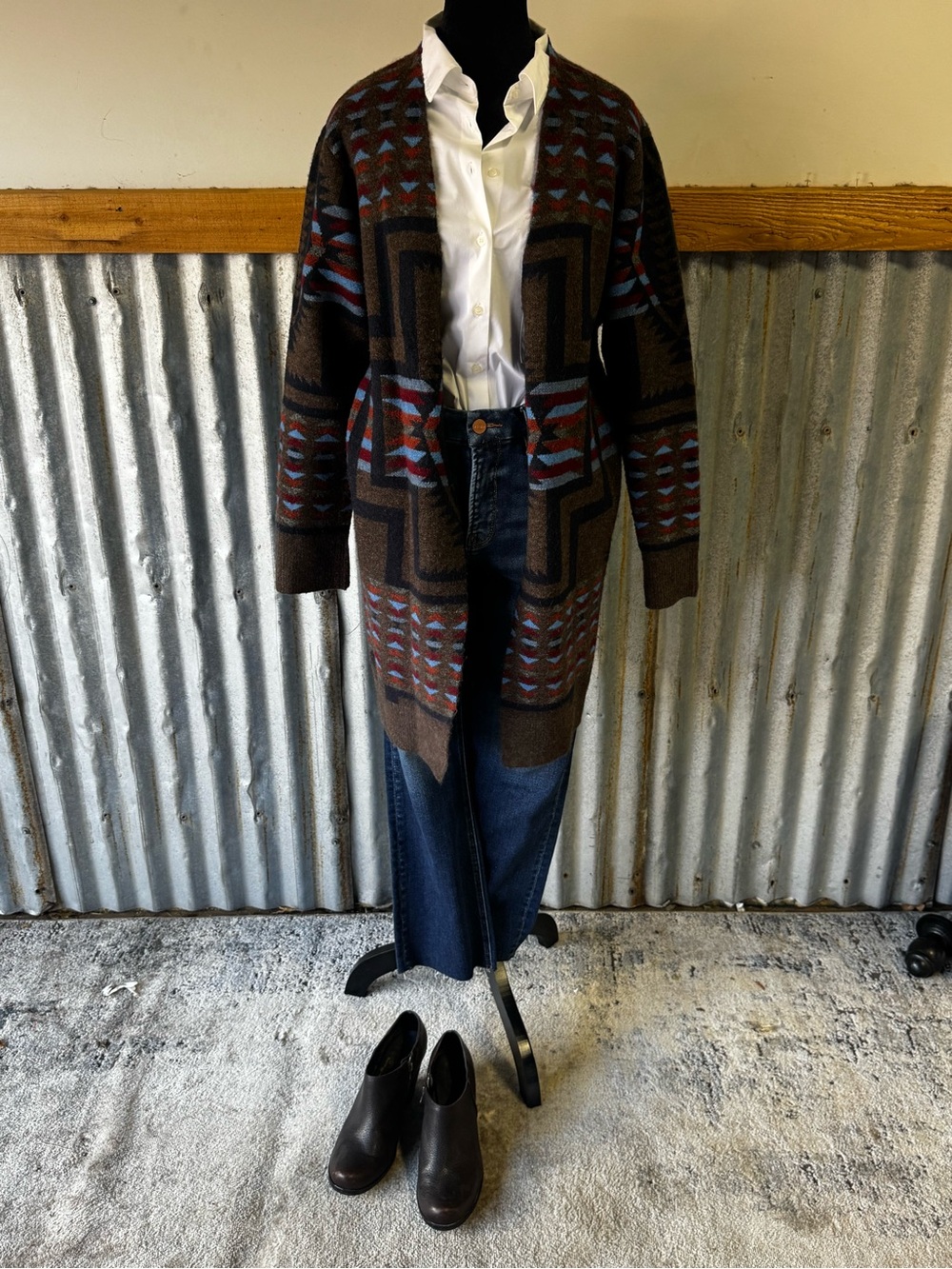 Dressy Wool Aztec Midi Cardigan